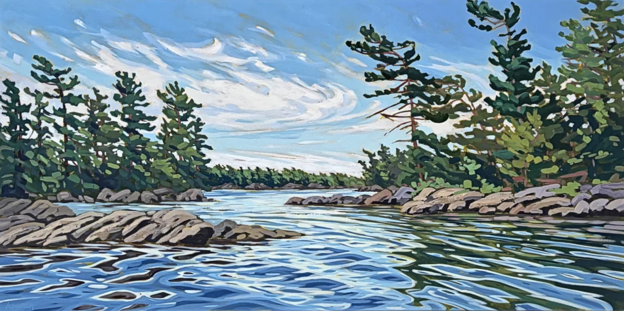 Oil painting of Moonlight Island, Parry Sound